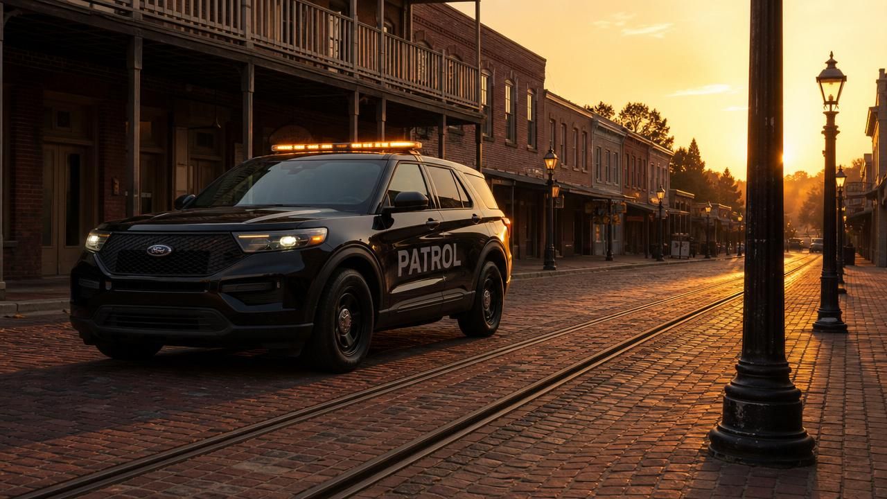Drive by patrol near me Folsom — Stormhammer SUV on historic Sutter Street, 95630