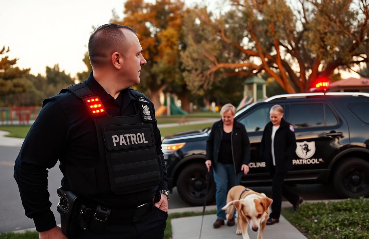 Community patrol Lincoln CA — Stormhammer officer greeting resident at Twelve Bridges park, 95648
