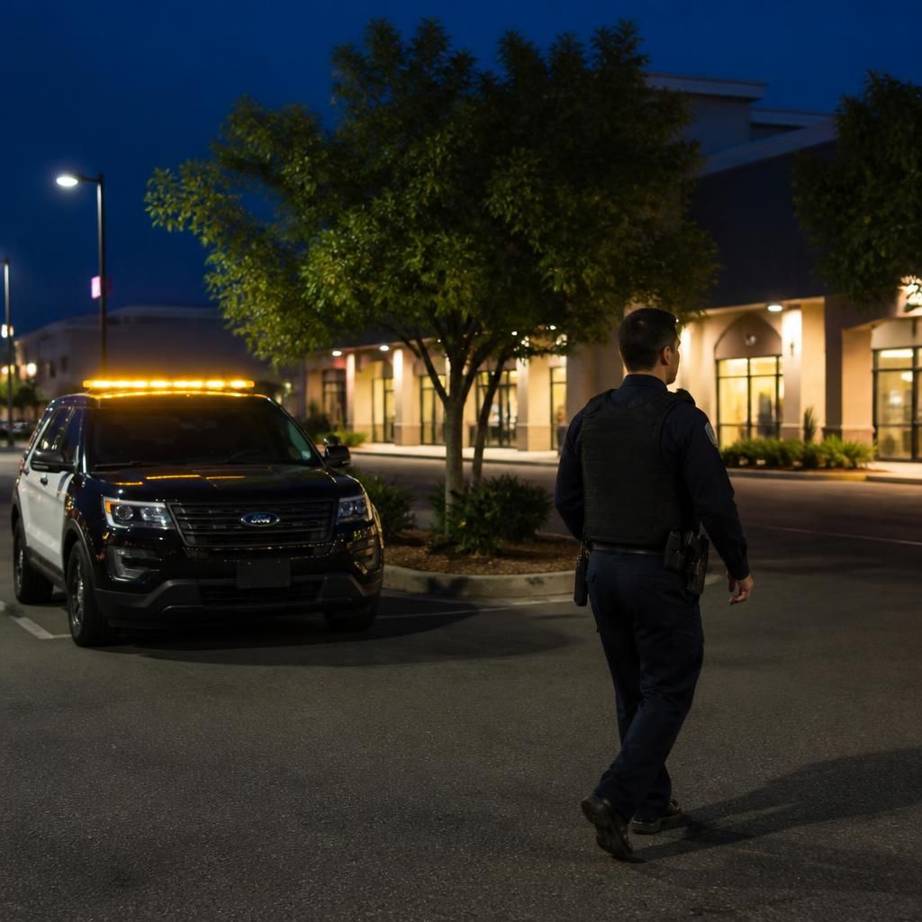 Retail security Yuba City CA — Stormhammer foot patrol on lot, Colusa Avenue, 95991