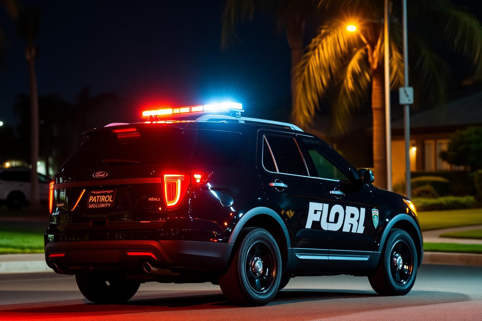 Stormhammer marked patrol vehicle on a quiet Citrus Heights residential street at night