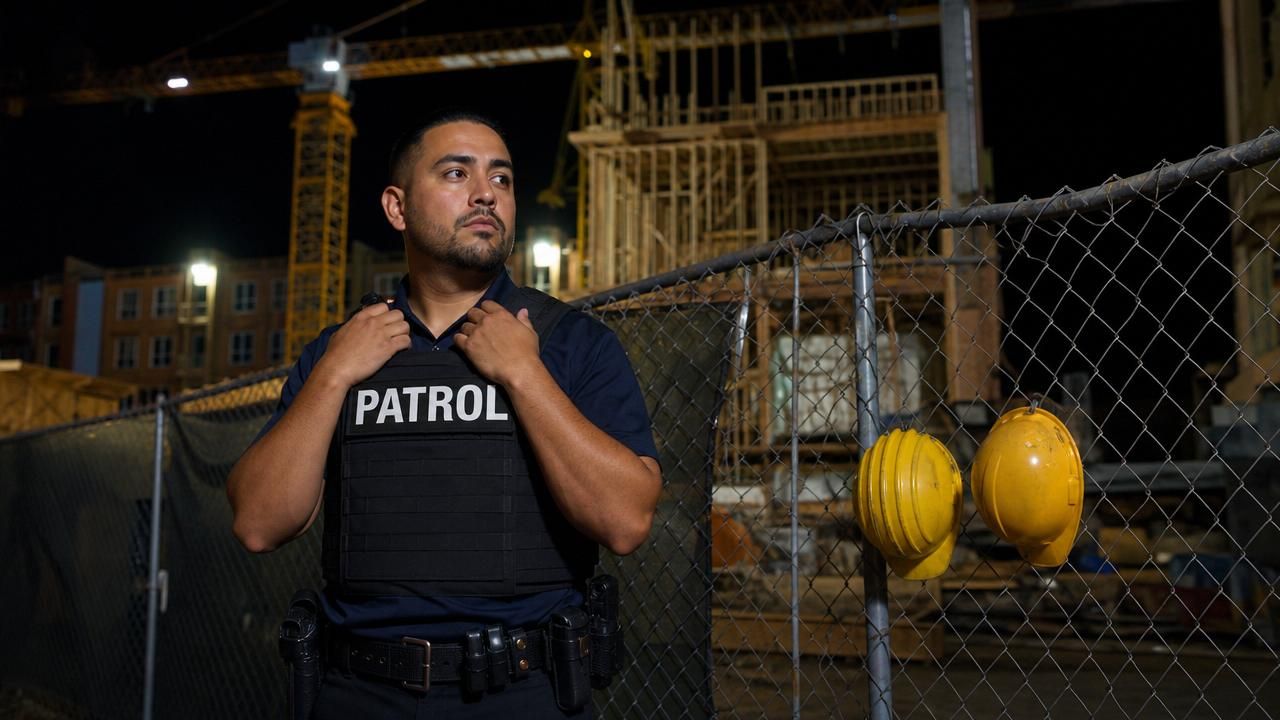 Construction security guard near me Rocklin — Stormhammer officer at construction site, University Ave, 95765